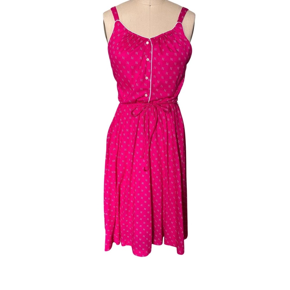 Walden Classics Vintage Pink Geometric Midi Sundress Smocked Back Made in USA